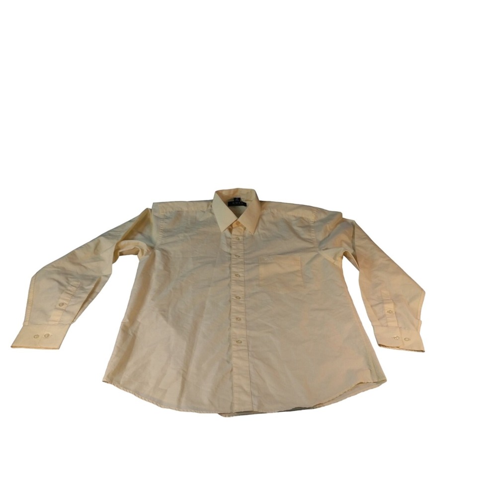 Hugo Boss‎ Button Up Shirt Men XL 16 1/2 Cotton Yellow Designer Workwear Luxury